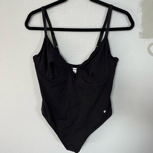 Black Women’s Bodysuit with Underwire Support